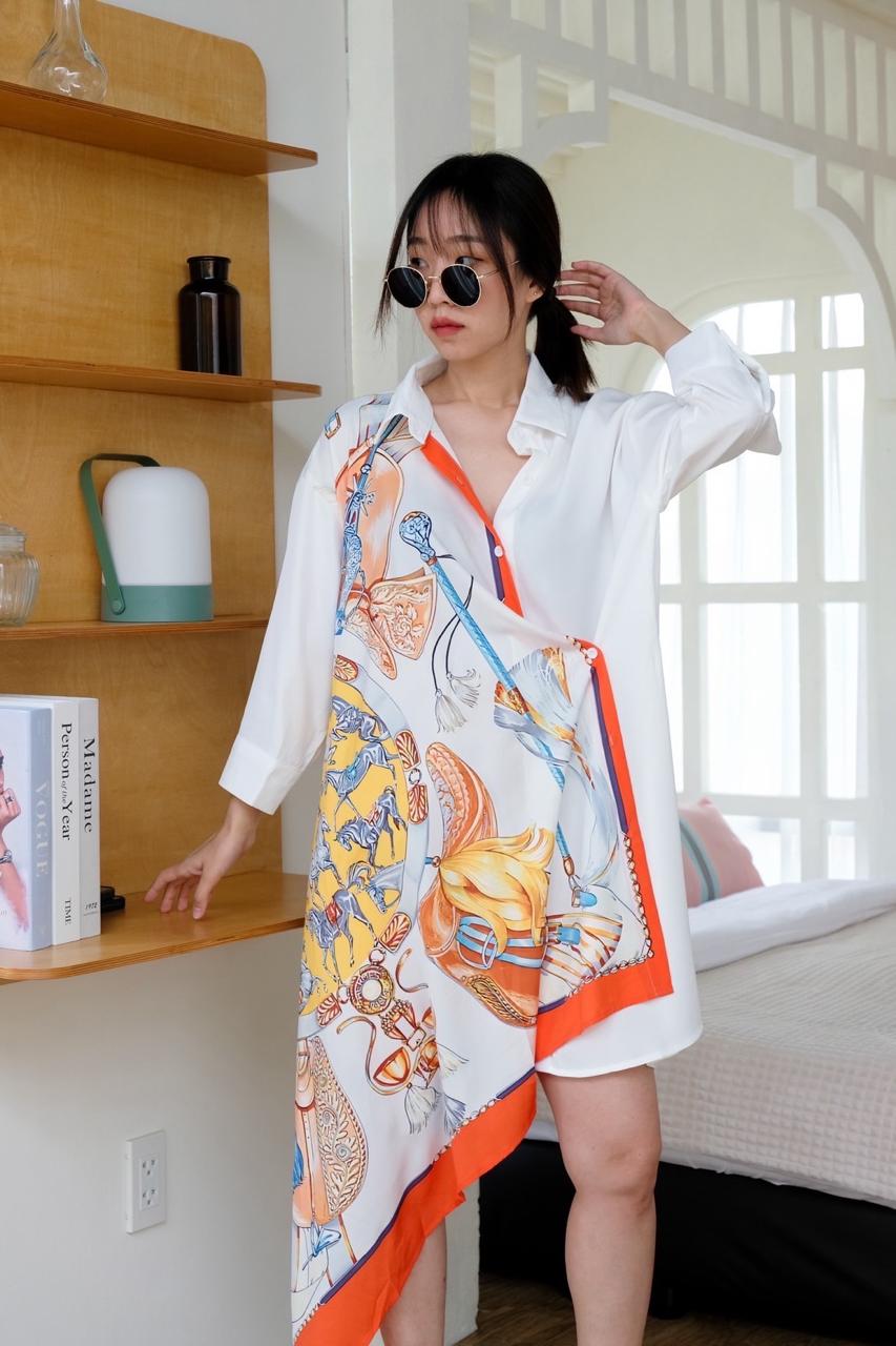 Hermès Muse Scarf Shirt Dress