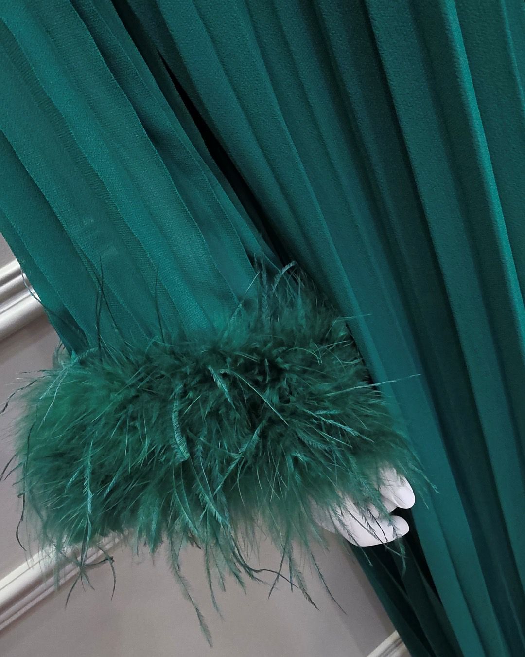 Emerald Luxe Pleated Gown