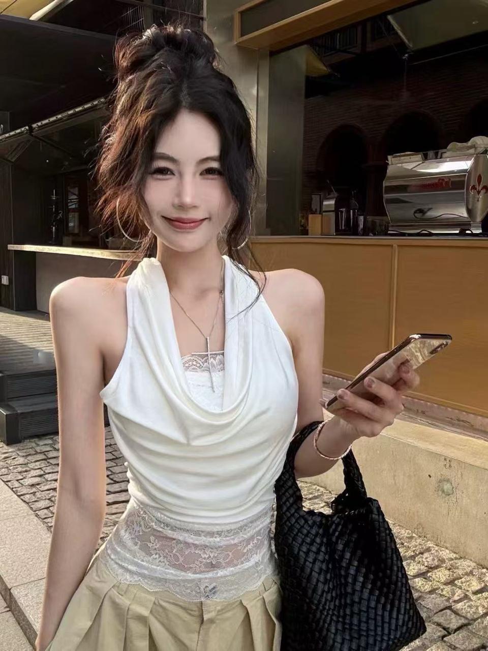 Midnight Lace Halter Top