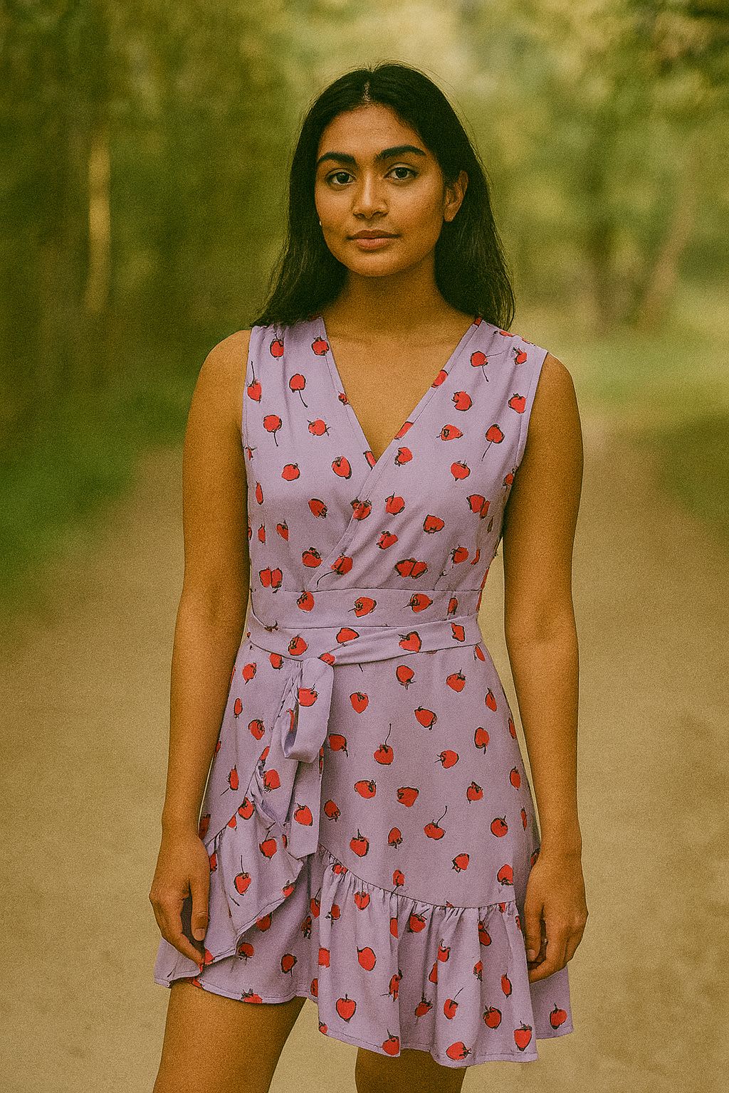 Cherry Pop Wrap Mini Dress