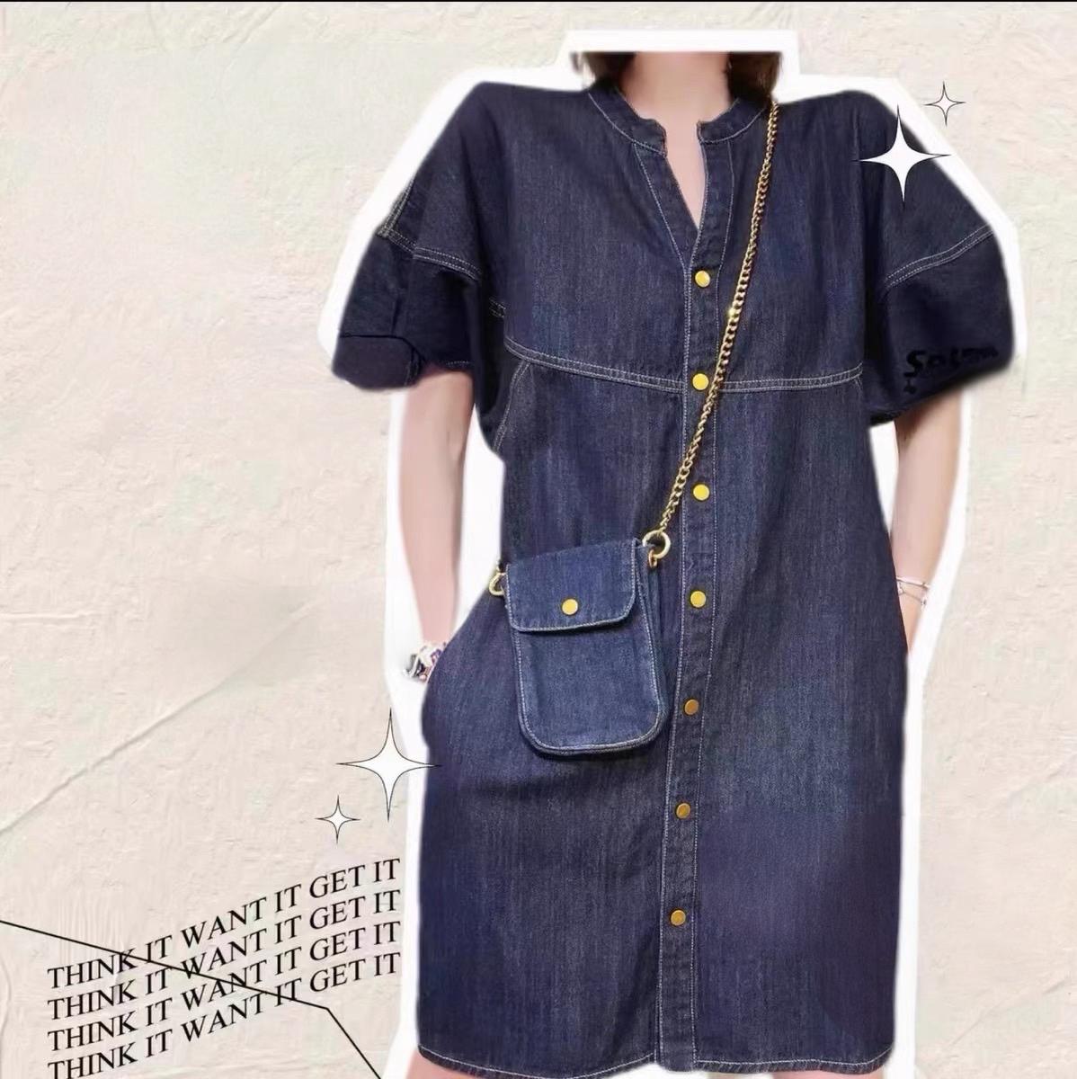 The Pocket Edit Denim Dress- Dark Blue