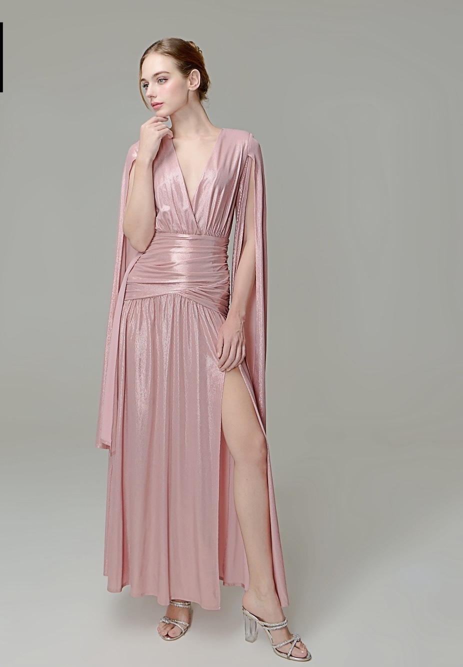 Celestial Pink Cape Gown
