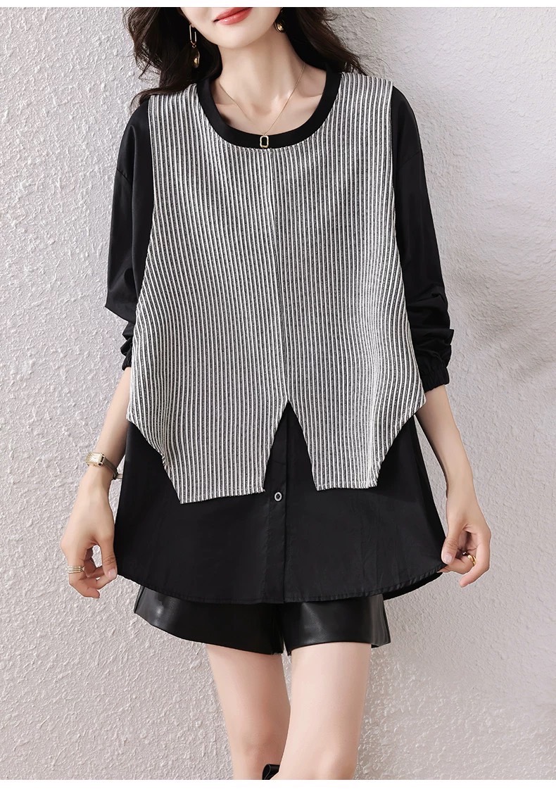 Mono-Stripes Layered Tunic Top