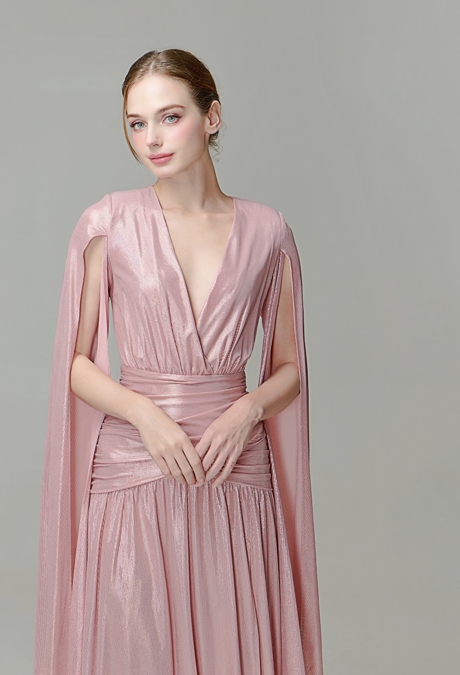 Celestial Pink Cape Gown